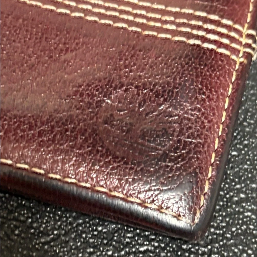 Timberland Men's Burgundy Leather Card Holder Bifold Vintage 90’s